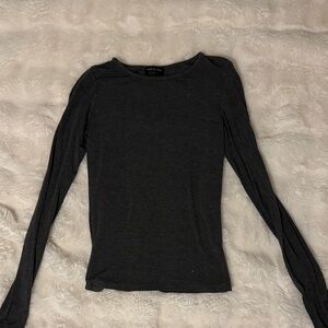 White Fox Dark Gray Long Sleeve Top